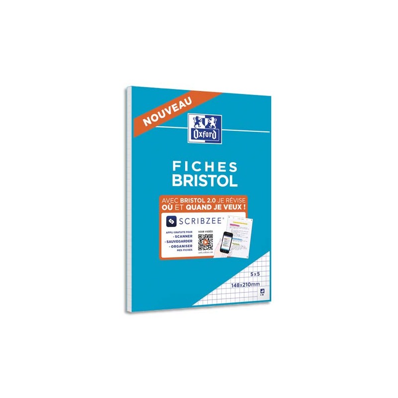 OXF BLOC 30F BRISTOL 5X5 BLANC 400100515