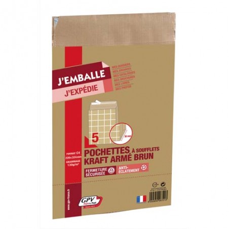 Enveloppes kraft ARME 130g à soufflets B4