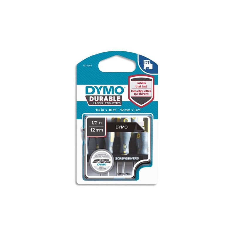 DYM RUBAN D1 DUR 12MMX3M BLC/NR 1978365 DYM RUBAN D1 DUR 12MMX3M BLC/NR 1978365