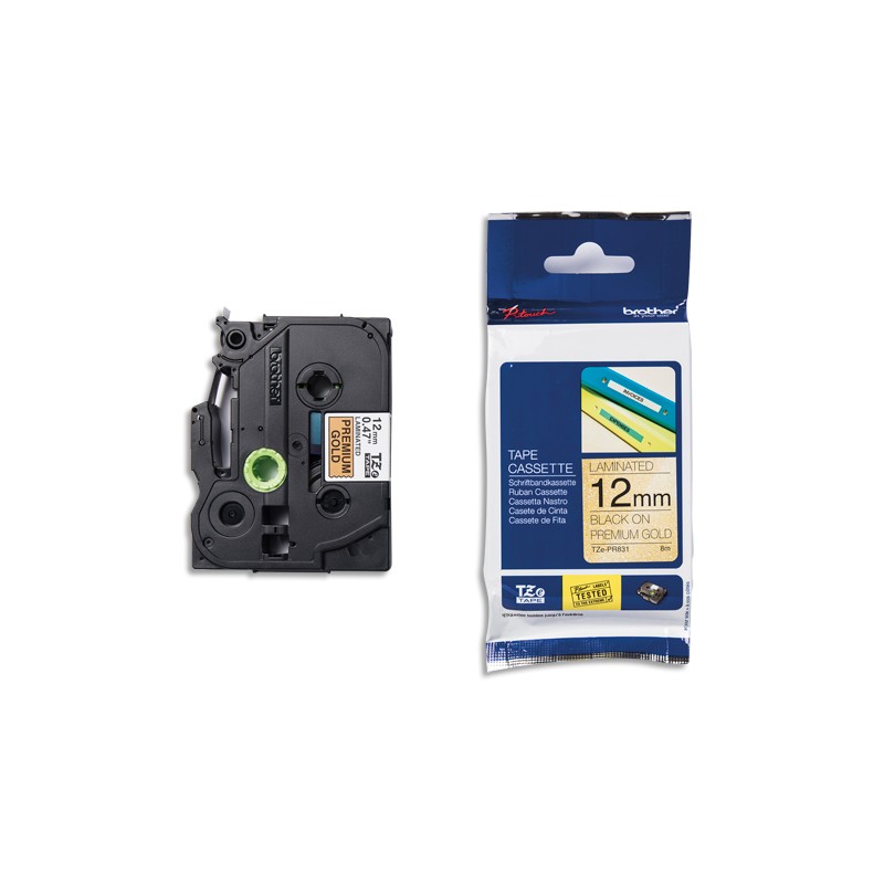 BRO RUBAN TZE-PR831 12MMX8M NOIR/OR BRO RUBAN TZE-PR831 12MMX8M NOIR/OR
