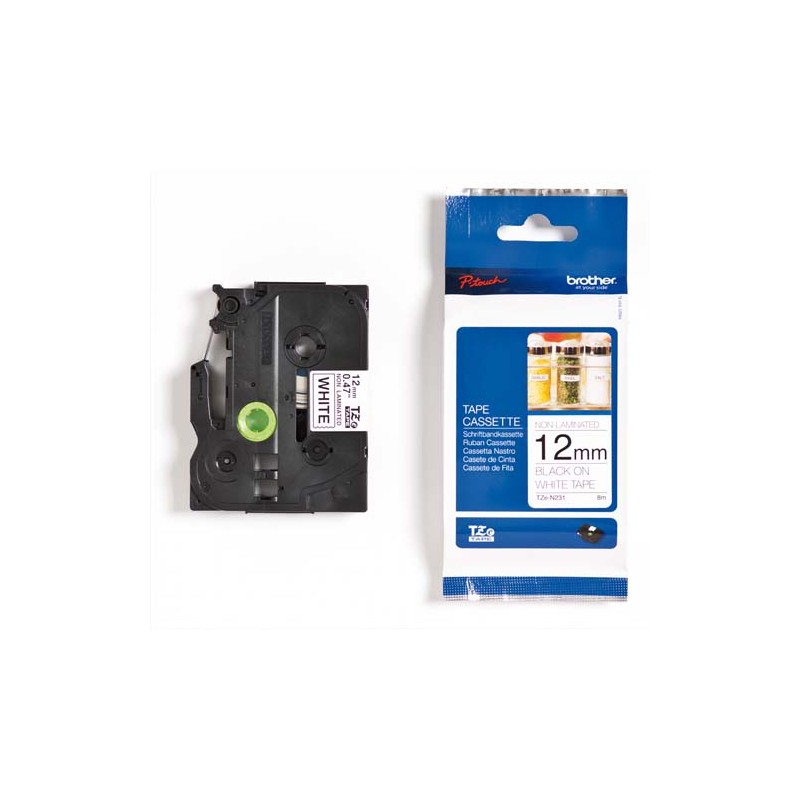 BRO RUBAN NON LAMI 12MMX8M N/BLC TZEN231