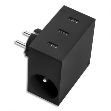 MBY MULTIPRISE 3USB+2PRISE NR HIDE4.4BLK