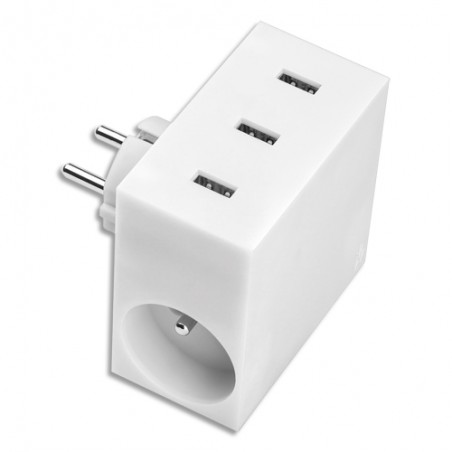 MBY MULTIPRISE 3USB+2PRISE BLC HIDE4.4BL