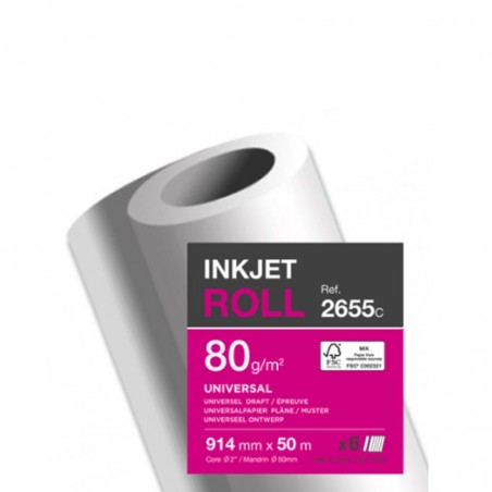 Bobine papier jet d'encre 0.914 x 50m Clairjet