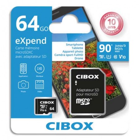 CIBOX CARTE MICRO SD+ADPT 64GO SDC00100