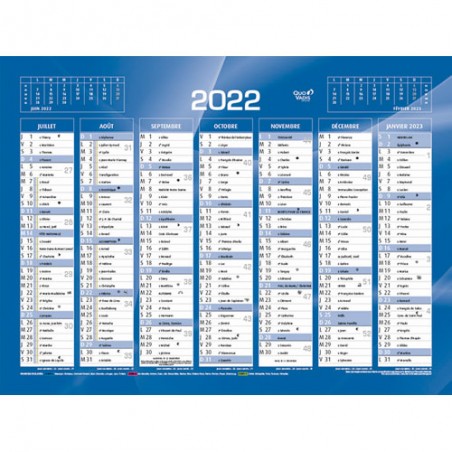 QUO CALENDRIER 7MOIS 13.5X18 BL 238062Q