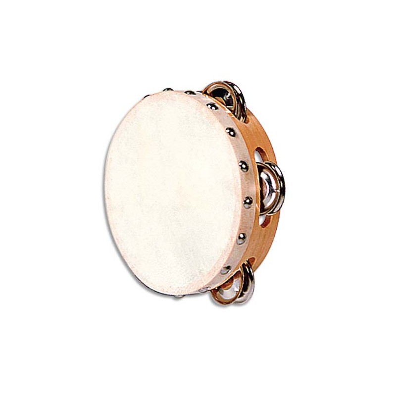 FUZ TAMBOURIN 15 CM PEAU NAT + CYMB 0593