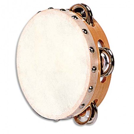 FUZ TAMBOURIN 15 CM PEAU NAT + CYMB 0593