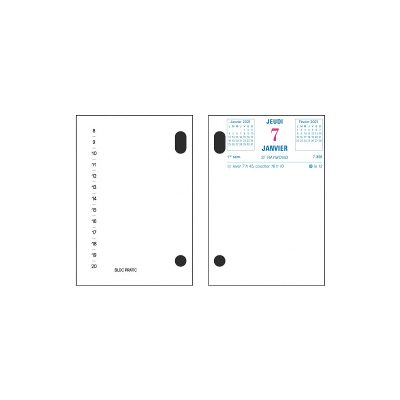 EXA BLOC EPHEMERIDE DATE A DROITE 31101E EXA BLOC EPHEMERIDE DATE A DROITE 31101E