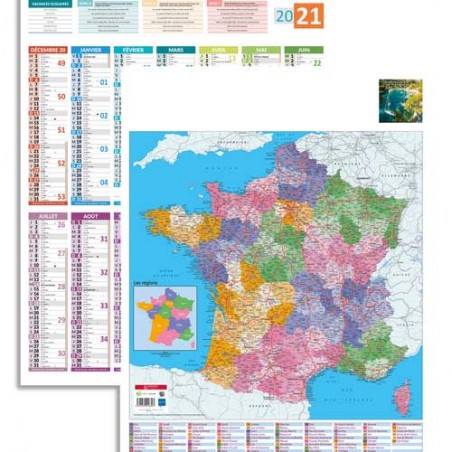 Calendrier mensuel à effeuiller - 19x42cm - Bleu - Janvier à décembre -  BOUCHUT GRANDREMY