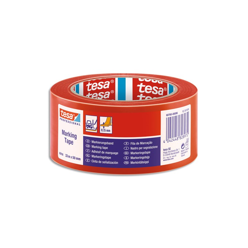 TES RUB MARQ SOL 50MMX33M FLEX PVC ROUGE
