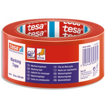 TES RUB MARQ SOL 50MMX33M FLEX PVC ROUGE