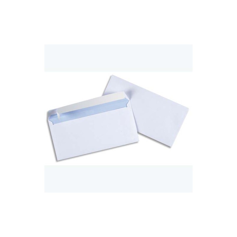 PERGAMY Boîte de 500 enveloppes Blanches 75g DL 110X220 mm fenêtre