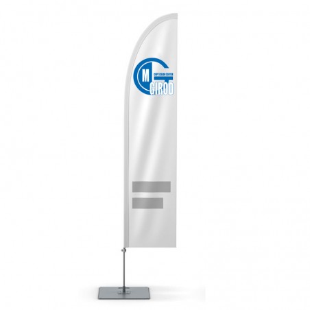 Impression drapeau publicitaire en aluminium forme aile - Taille S (0.65m x 2.67m)