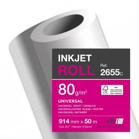 Bobine papier jet d'encre 0.914 x 50m Clairjet