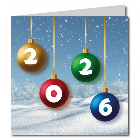 Cartes de voeux 2025 boules 15x15cm