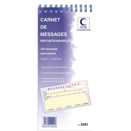 ELV CARNET 120 MESG RECU REPOSIT 2091