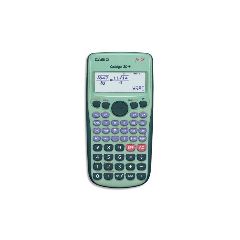 CASIO Calculatrice Scientifique FX 92 Spécial Collège, Coloris Bleu :  : Fournitures de bureau