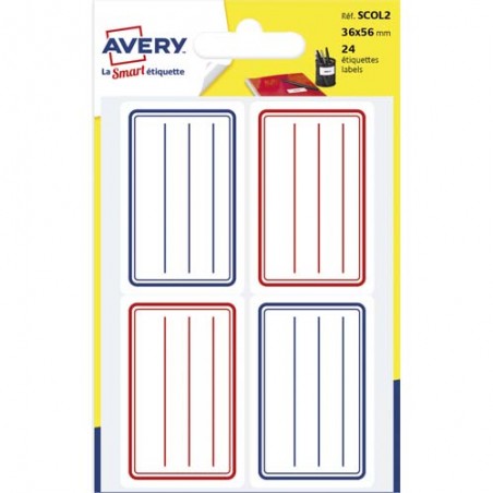 AVE S/24 ETIQ SCOL LIGNE 36X56 B/R SCOL2