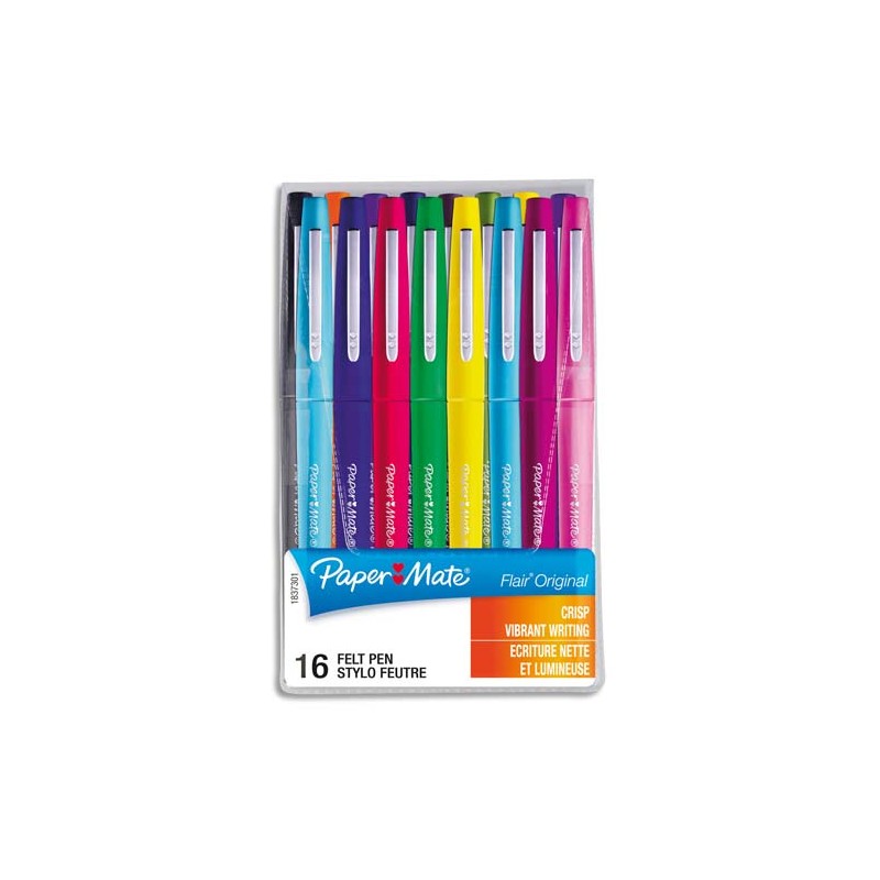 PAPERMATE Pochette de 16 Stylos feutres Flair Original Standard