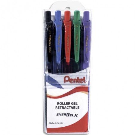 PEN P/5 BIL ENERGEL RT 0.7MM ASS BL107/5