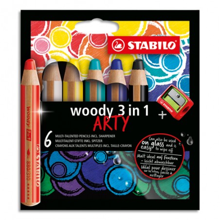 Crayons gras Stabilo Woody - pastel - ass/6 - Baert