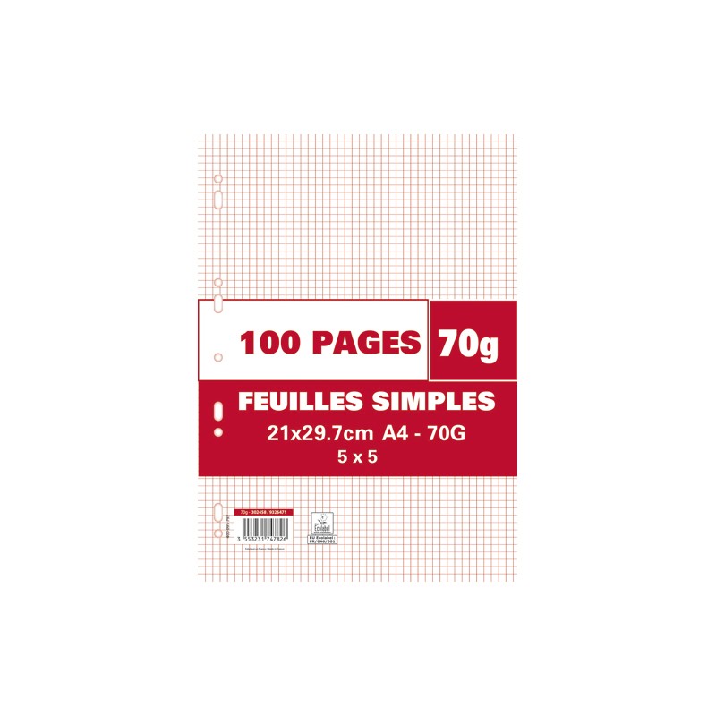 1ER SACHET/100P FEUILLET MOBILE 70G 5X5