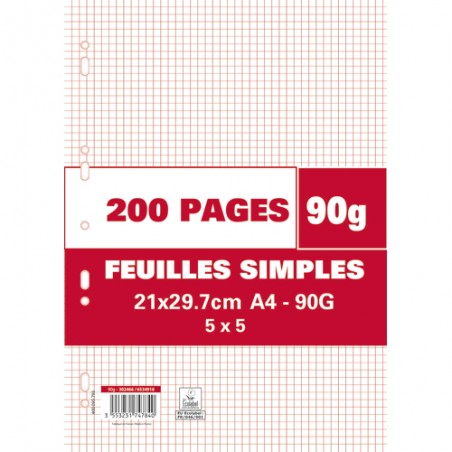 1ER SACHET/200P FEUILLET MOBILE 90G 5X5