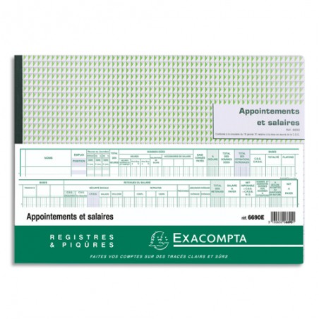 EXA PIQ LIVRE DE PAYE 60P 27X36CM 6690E